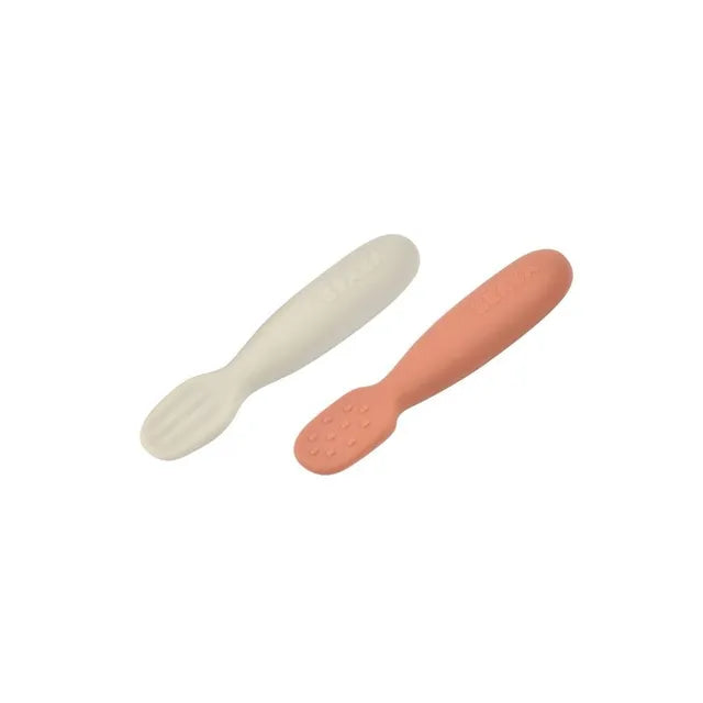 Beaba Silicone Pre-Spoons Pack of 2 - Terracotta & Velvet Grey