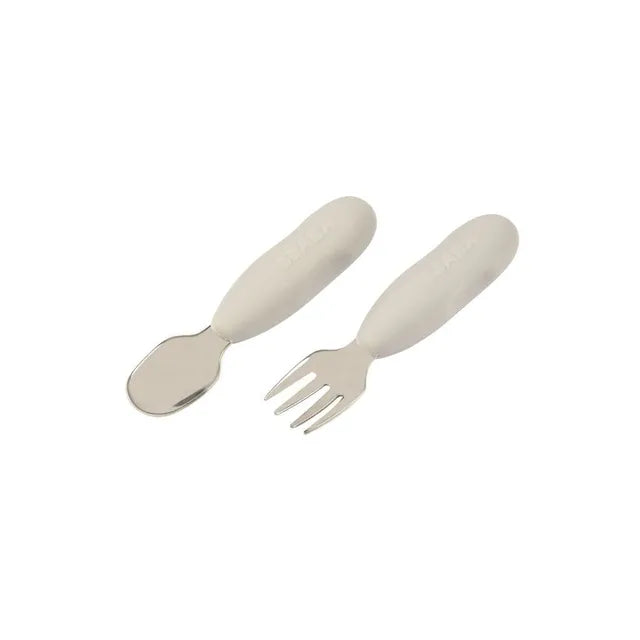 Beaba Stainless Steel Pre-Cutlery Pack of 2 - Velvet Grey