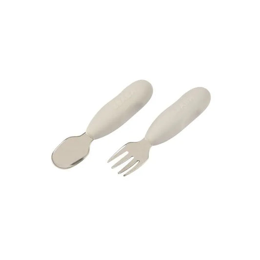 Beaba Stainless Steel Pre-Cutlery Pack of 2 - Velvet Grey