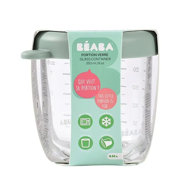 Beaba 250ml Glass Conservative Jars - Sage green