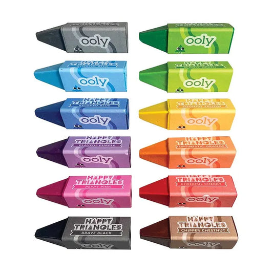 Ooly Happy Triangles Jumbo Crayons - Pack of 12