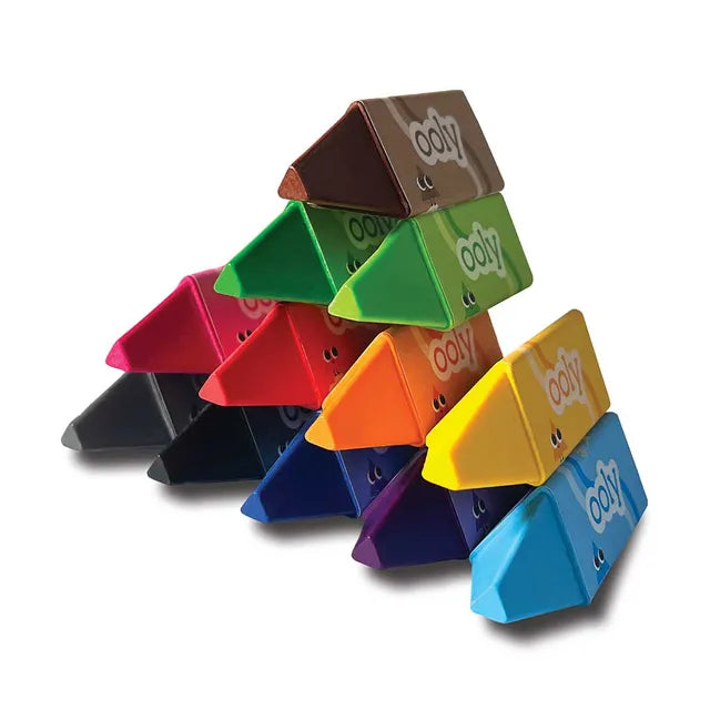 Ooly Happy Triangles Jumbo Crayons - Pack of 12