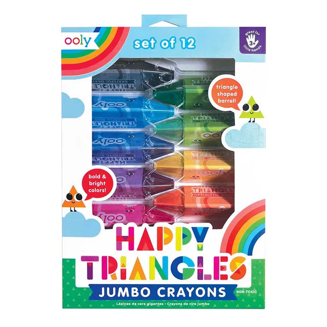 Ooly Happy Triangles Jumbo Crayons - Pack of 12