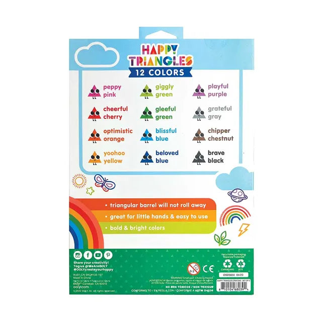 Ooly Happy Triangles Jumbo Crayons - Pack of 12