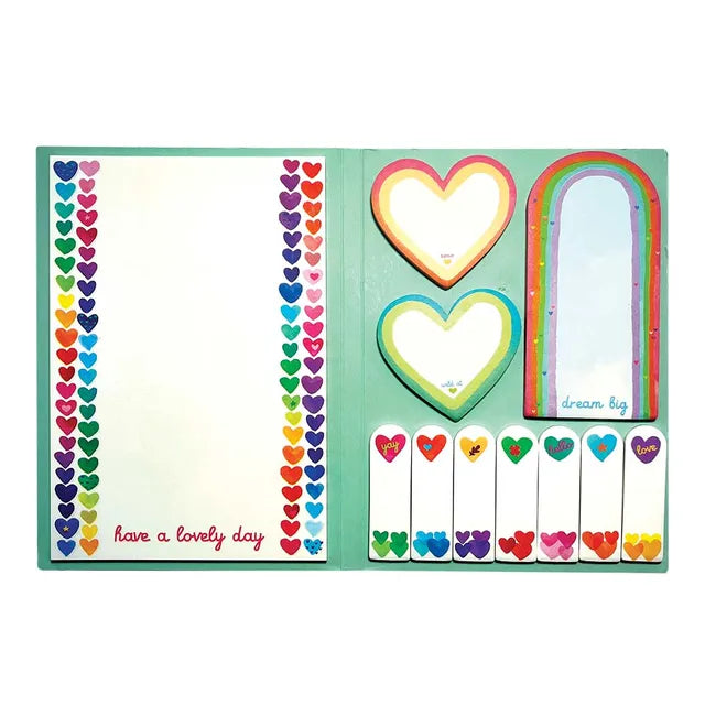 Ooly Side Sticky Notes Tab Sets - Rainbow Hearts