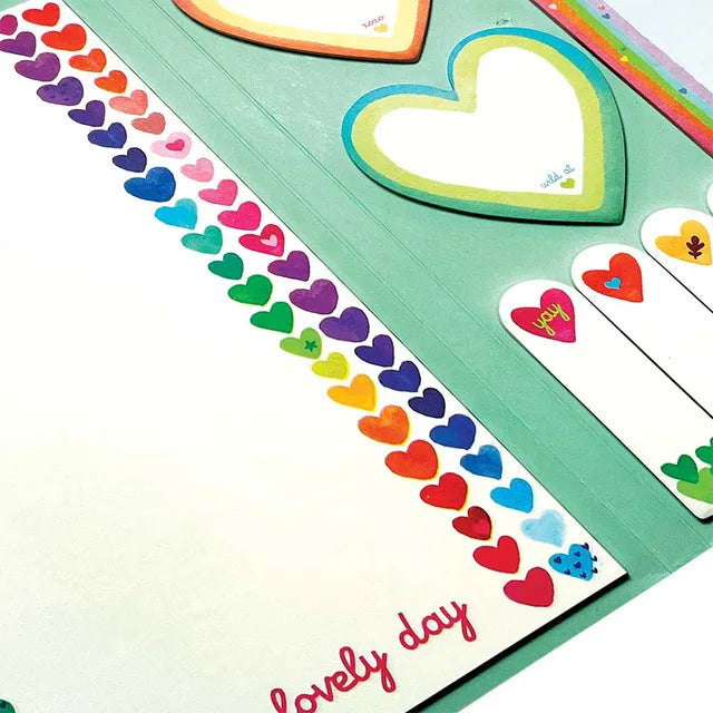 Ooly Side Sticky Notes Tab Sets - Rainbow Hearts