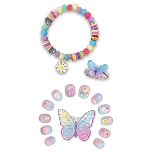 Hot Focus Tie Dye Butterfly Dazzle Nails