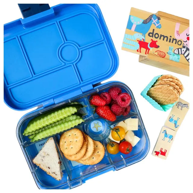 Yumbox Original 6 Compartment Race Cars Lunch Box - Surf Blue