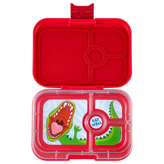 Yumbox Panino 4 Compartment Dinosaur Lunch Box - Wow Red