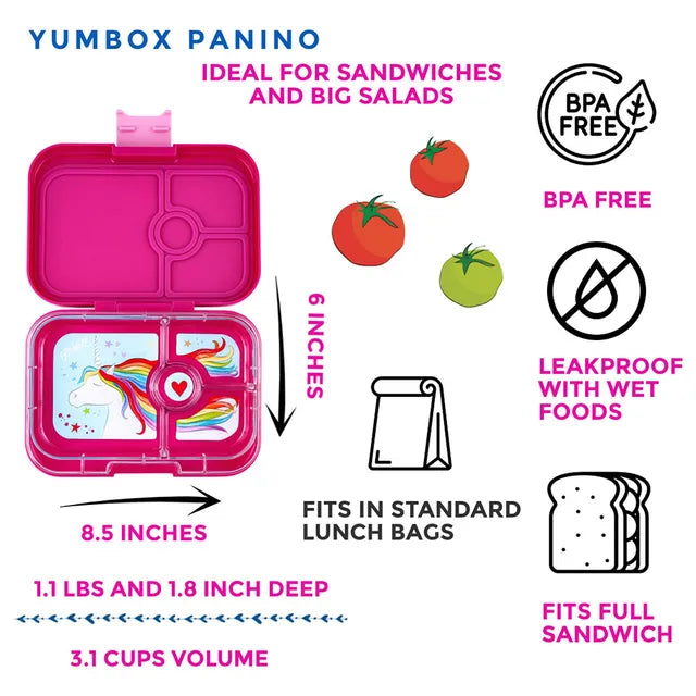 Yumbox Panino 4 Compartment Unicorn Lunch Box - Malibu Purple