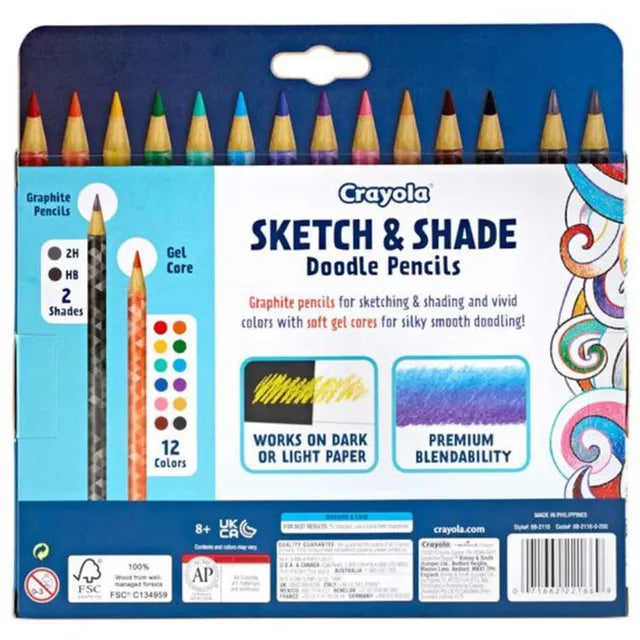 Crayola Sketch and Shade Doodle Pencils - Pack of 14 - Laadlee