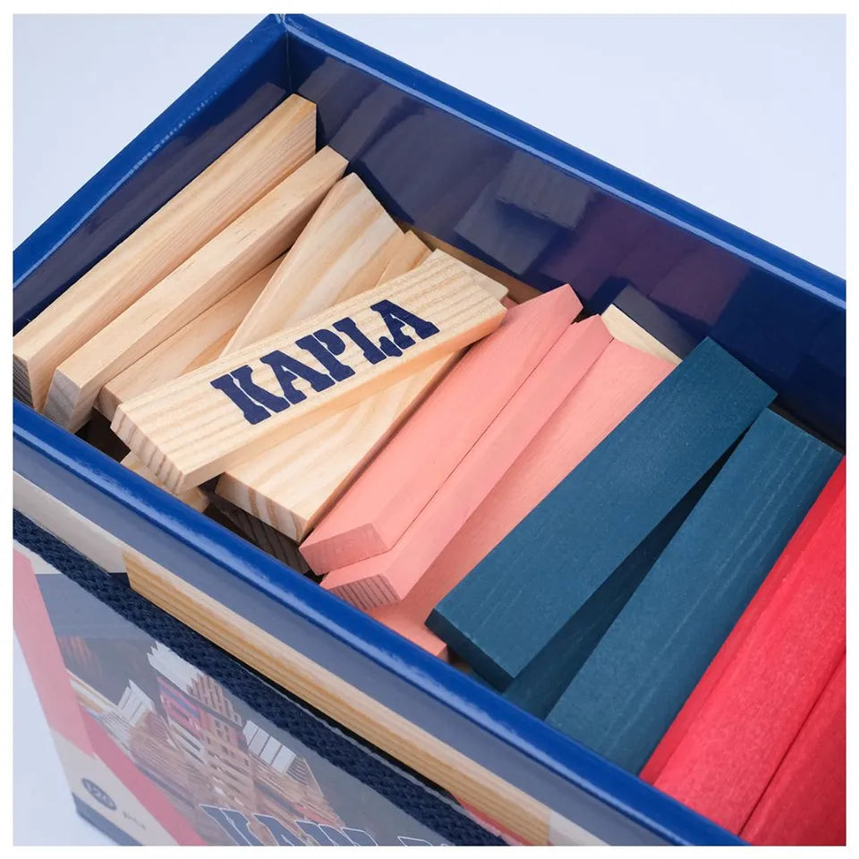 Kapla Wooden Planks - Natural, Dark Blue, Pink & Red - 120pcs