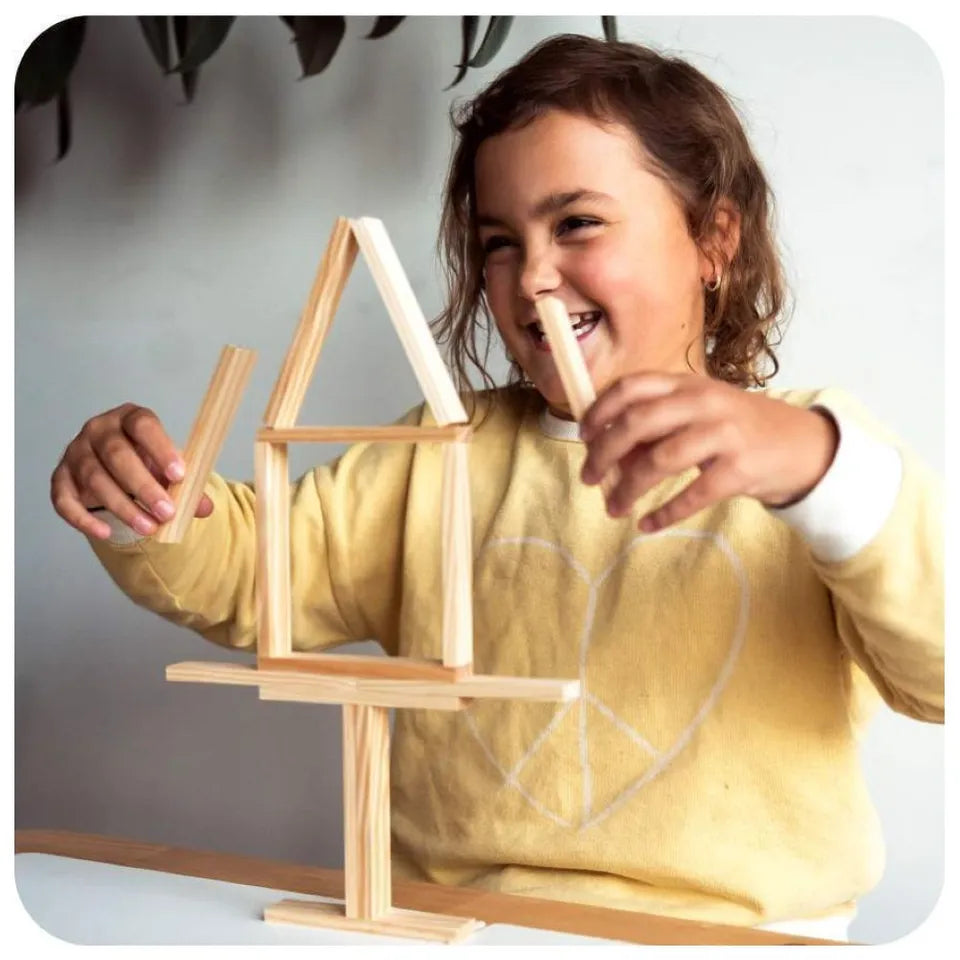 Kapla Challenge Wooden Natural Plank Game - 16pcs - Laadlee