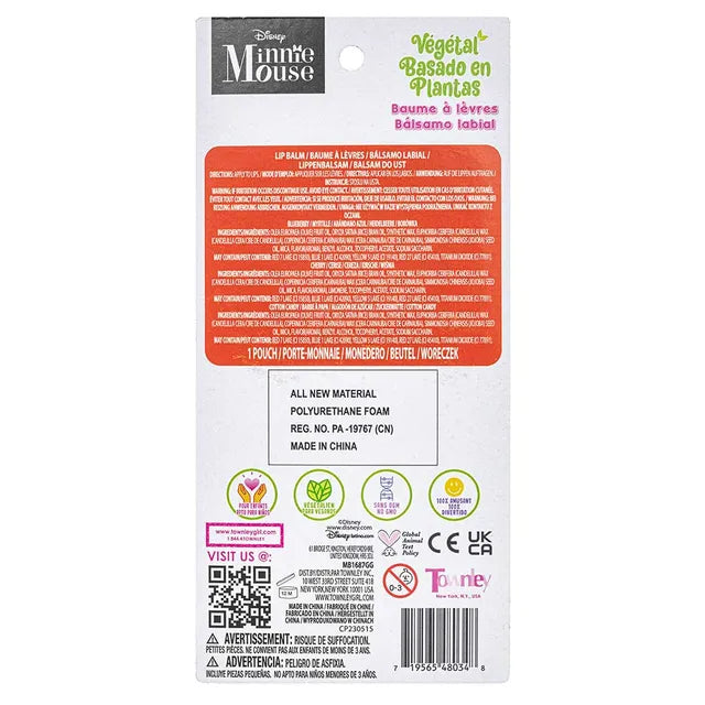 Townley Girl Disney Minnie Mouse - Plant Based Lip Balm Trio With Keychain Bag - Laadlee