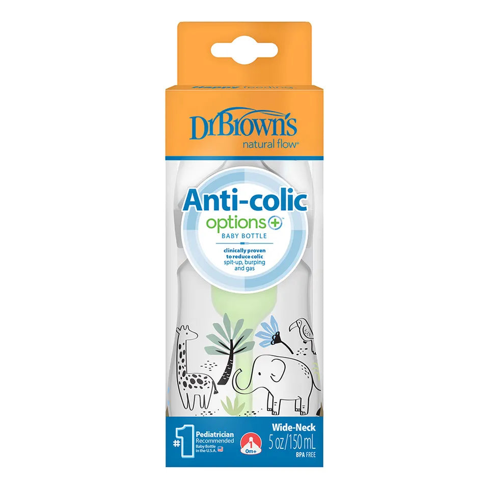 Dr. Brown's Wide Neck Anti-Colic Options+ Baby Bottle - Jungle Elephant - 150 ml - Laadlee