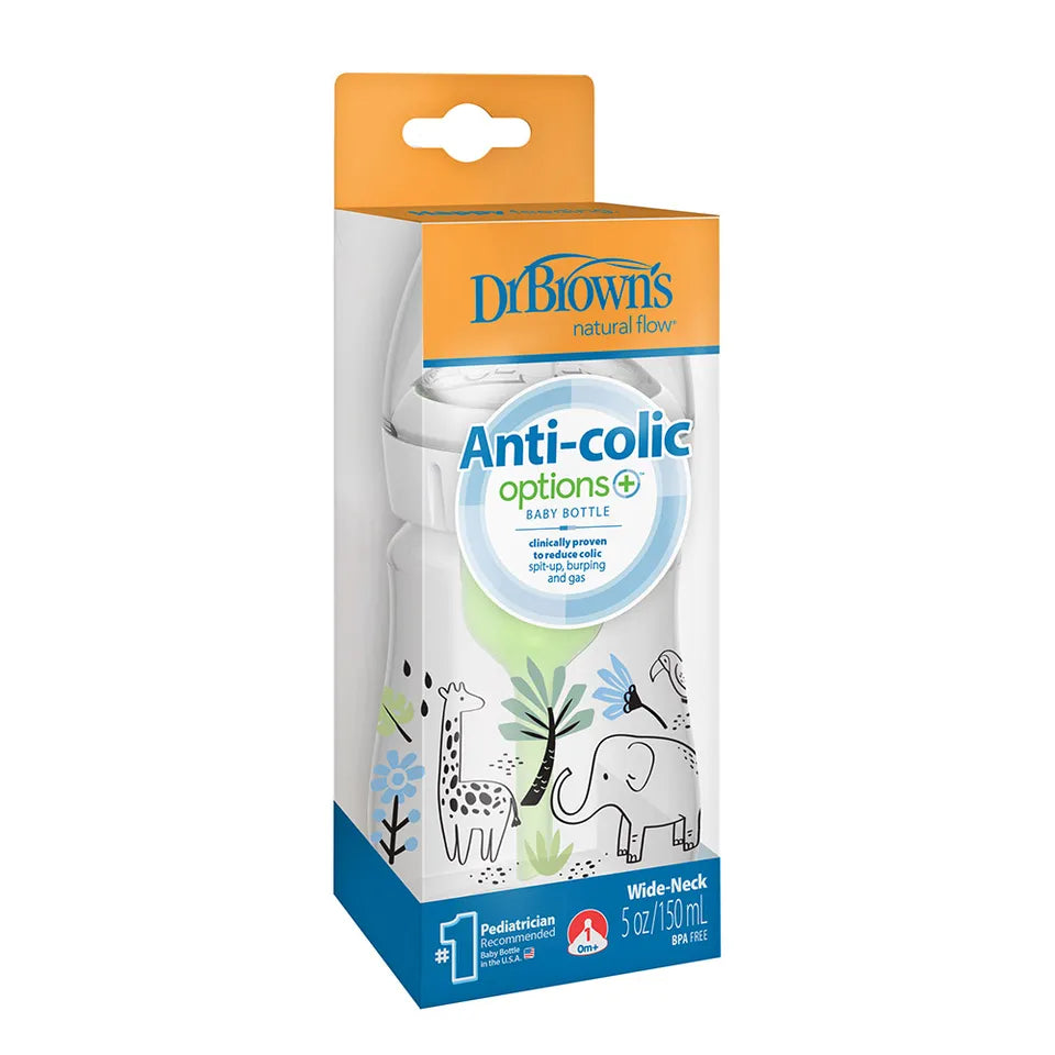 Dr. Brown's Wide Neck Anti-Colic Options+ Baby Bottle - Jungle Elephant - 150 ml - Laadlee