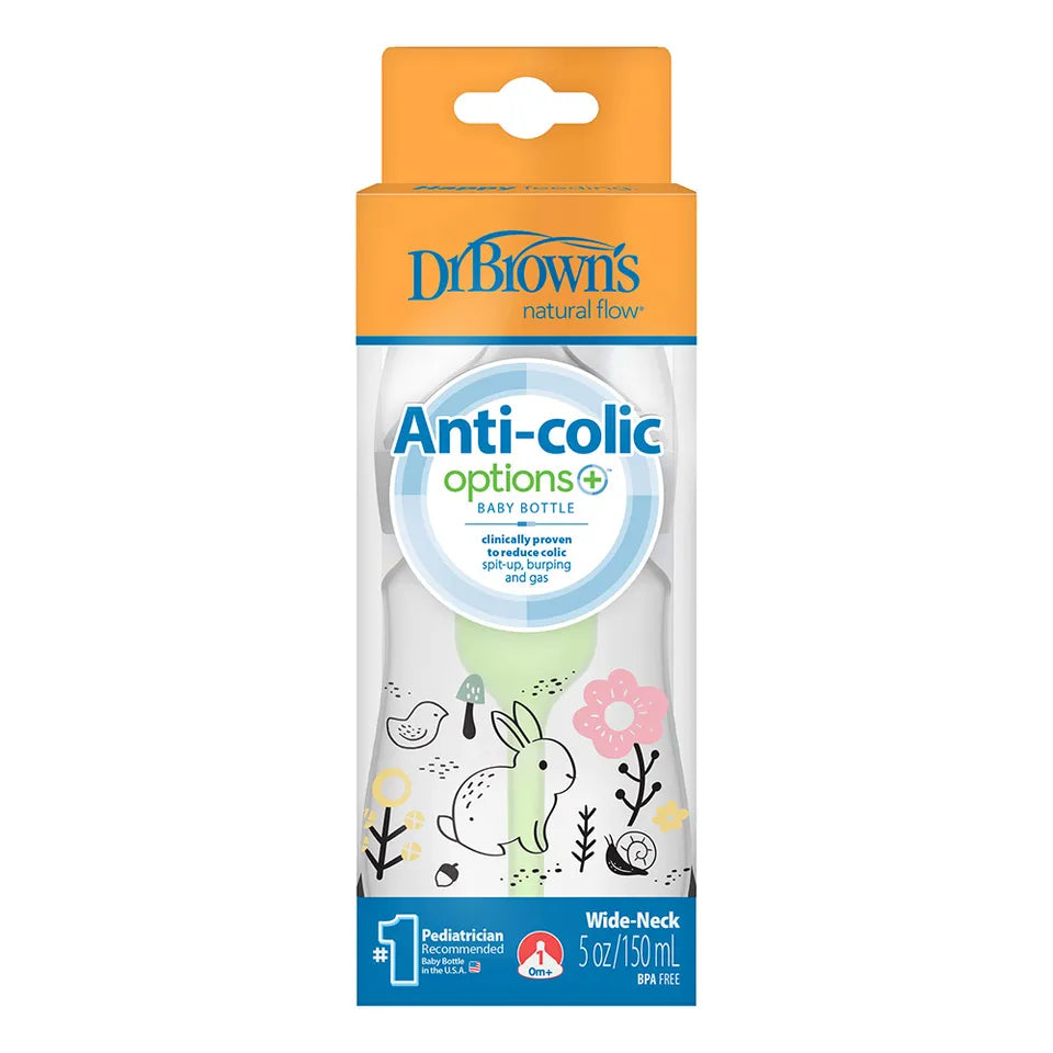 Dr. Brown's Wide Neck Anti-Colic Options+ Baby Bottle - Woodland Bunny - 150 ml - Laadlee