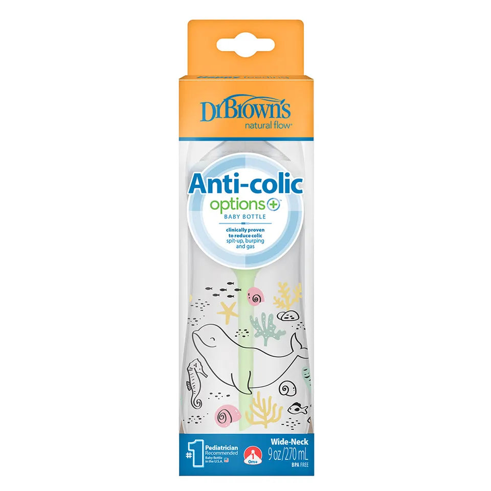 Dr. Brown's Wide Neck Anti-Colic Options+ Baby Bottle - Ocean Whale - 270 ml - Laadlee