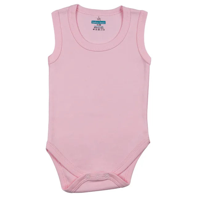 Babies Basic Sleeveless Romper Bodysuit Pack of 6 - Pink, Lemon And Cream