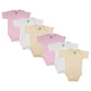 Babies Basic Short Sleeves Romper Bodysuit Pack of 6 - Pink, Lemon And Cream