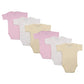 Babies Basic Short Sleeves Romper Bodysuit Pack of 6 - Pink, Lemon And Cream