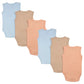 Babies Basic Sleeveless Romper Bodysuit Pack of 6 - Blue, Orange And Brown