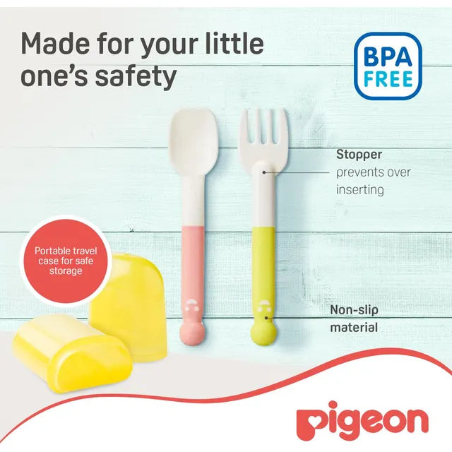 Pigeon Self-Wean Spoon & Fork - Multicolor