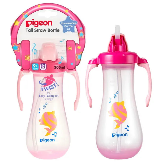 Pigeon Tall Straw Bottle - Pink