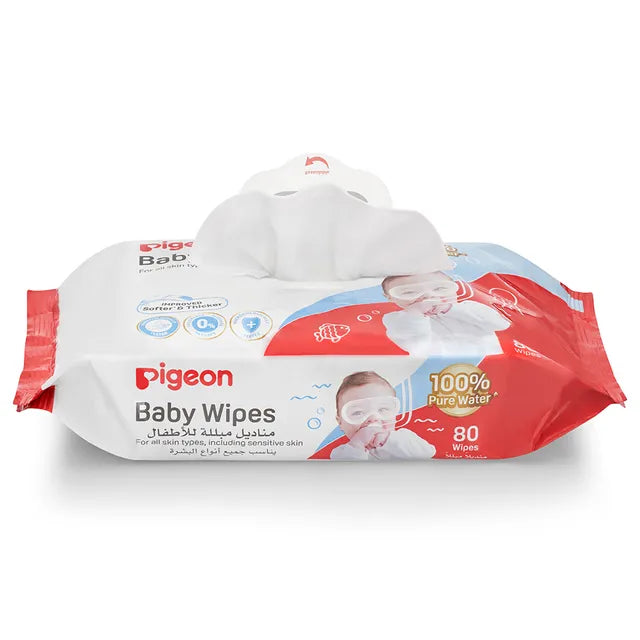 Pigeon Baby Water Fliptop Wipes - 80 Sheets