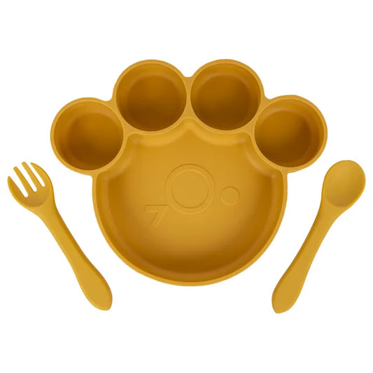 Babies Basic Paw Silicone Feeding Set 3pcs - Yellow