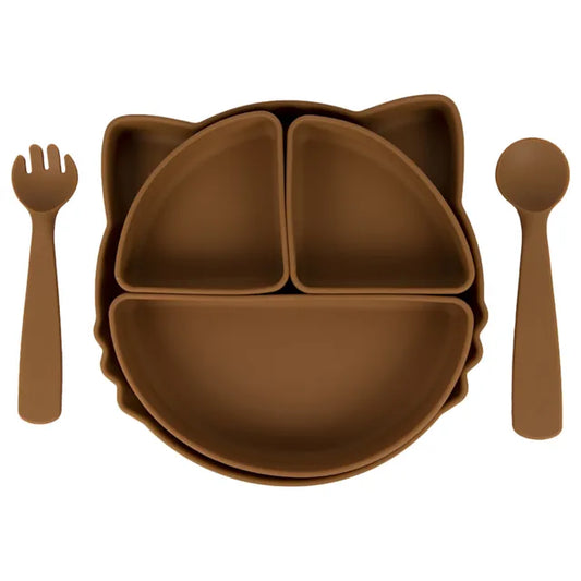 Babies Basic Feeding Set with Removable Sections 3pcs - Brown