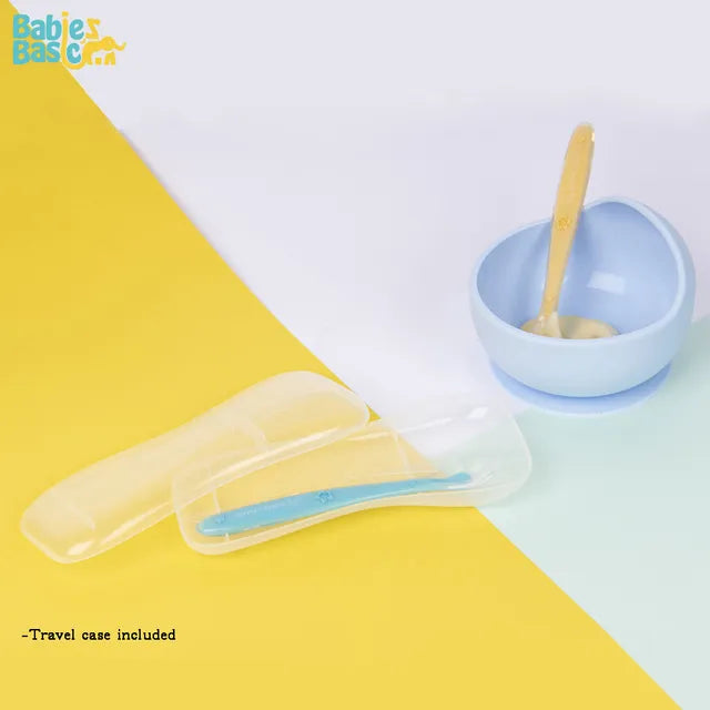 Babies Basic Spoon Set with Travel Case Pack of 2 - Yellow & Blue