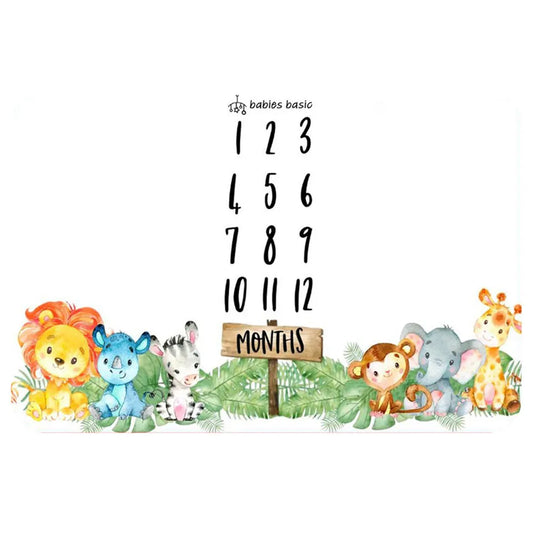 Babies Basic Customizable Milestone Blanket for Twins - Zoo Theme