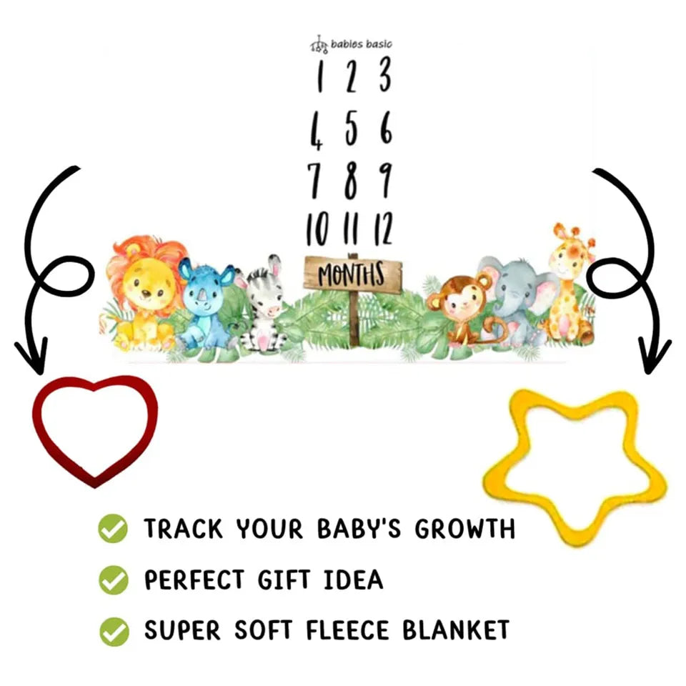 Babies Basic Customizable Milestone Blanket for Twins - Zoo Theme