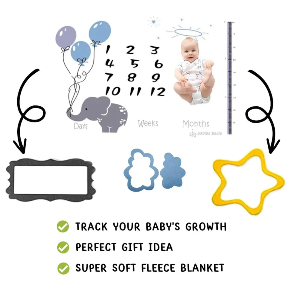 Babies Basic Customizable Milestone Blanket - with Balloons