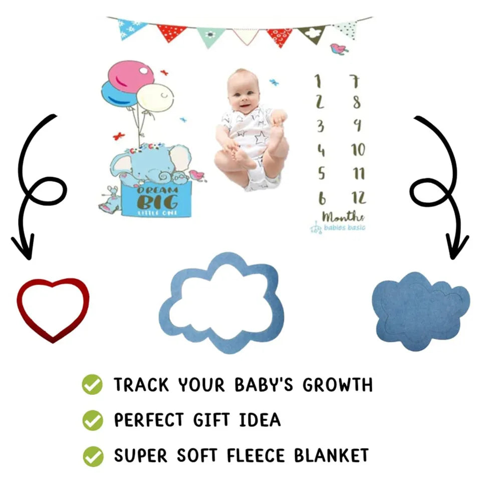 Babies Basic Customizable Milestone Blanket - Dream Big Theme