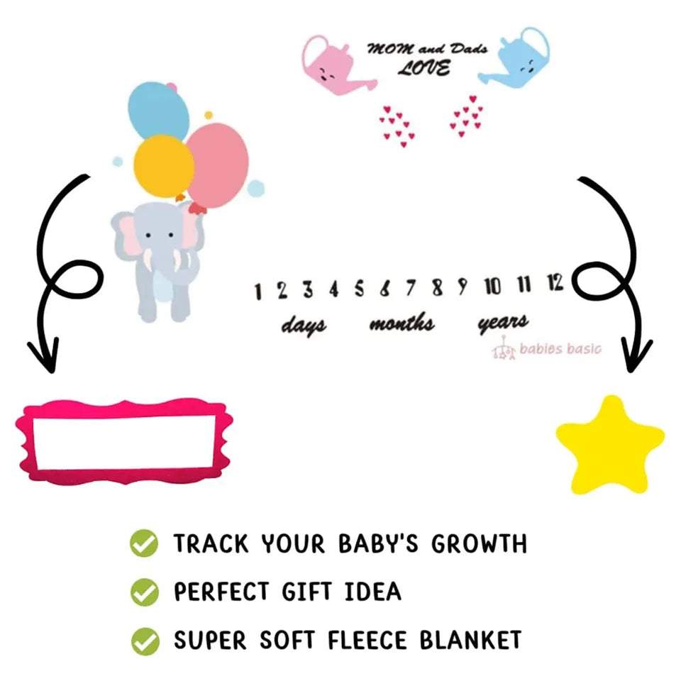 Babies Basic Customizable Milestone Blanket - Mom And Dad Love Theme