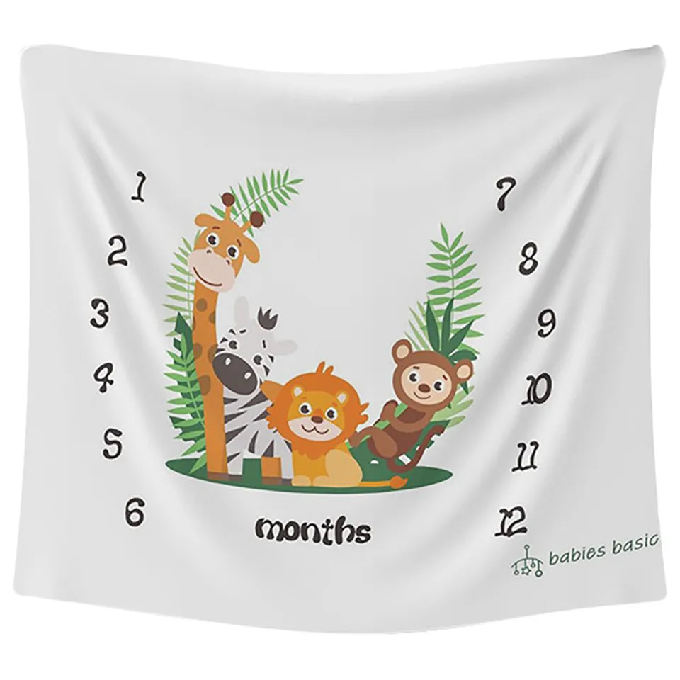 Babies Basic Customizable Milestone Blanket - Zoo Theme