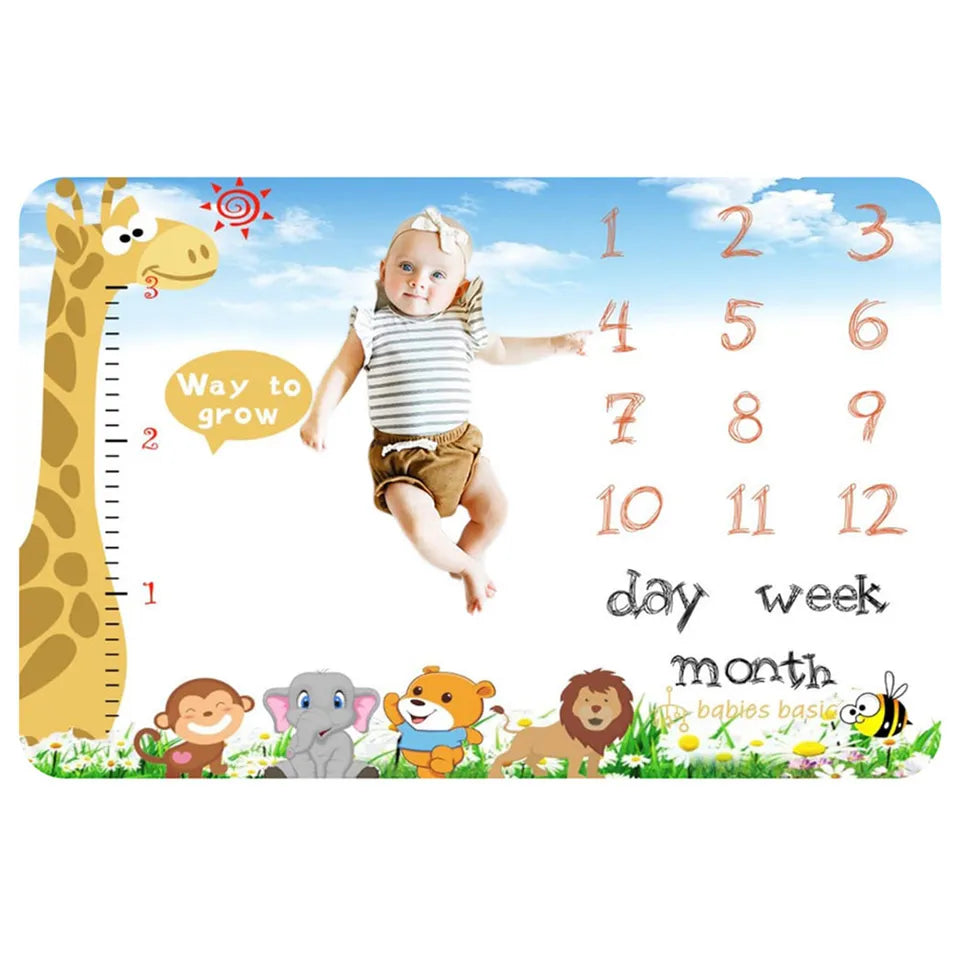 Babies Basic Customizable Milestone Blanket - Giraffe Theme