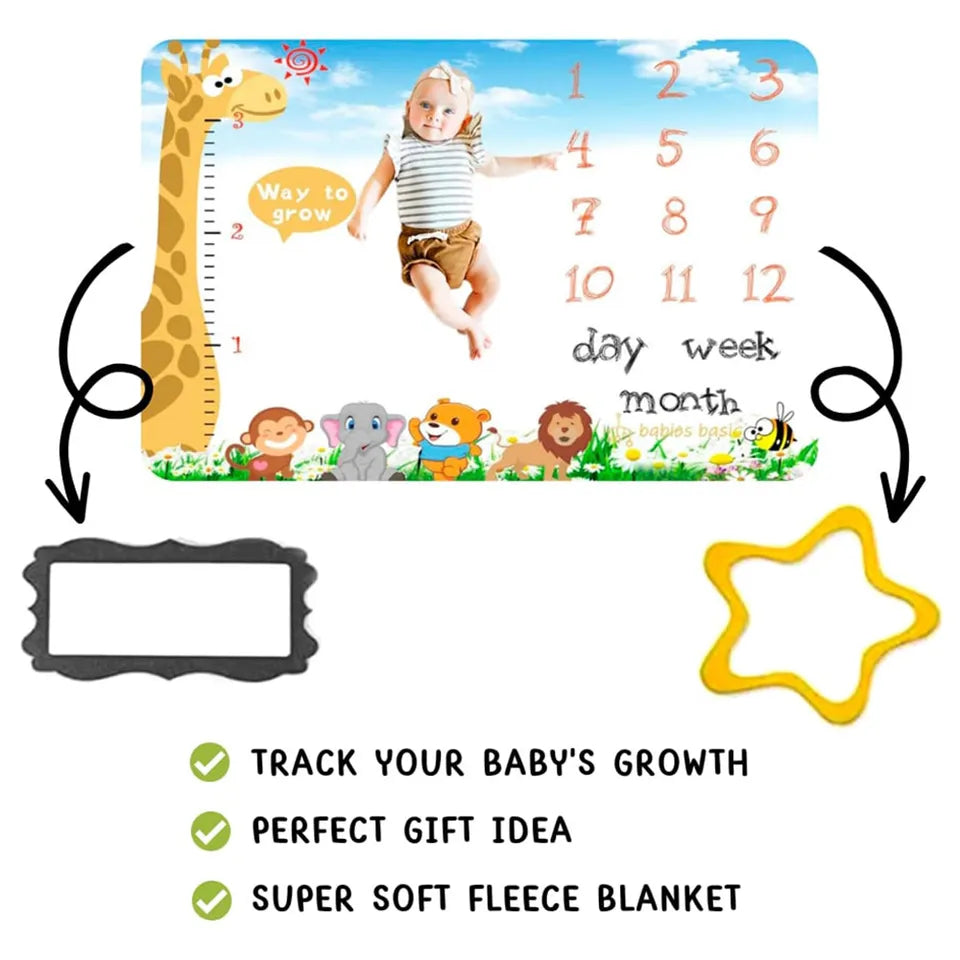 Babies Basic Customizable Milestone Blanket - Giraffe Theme