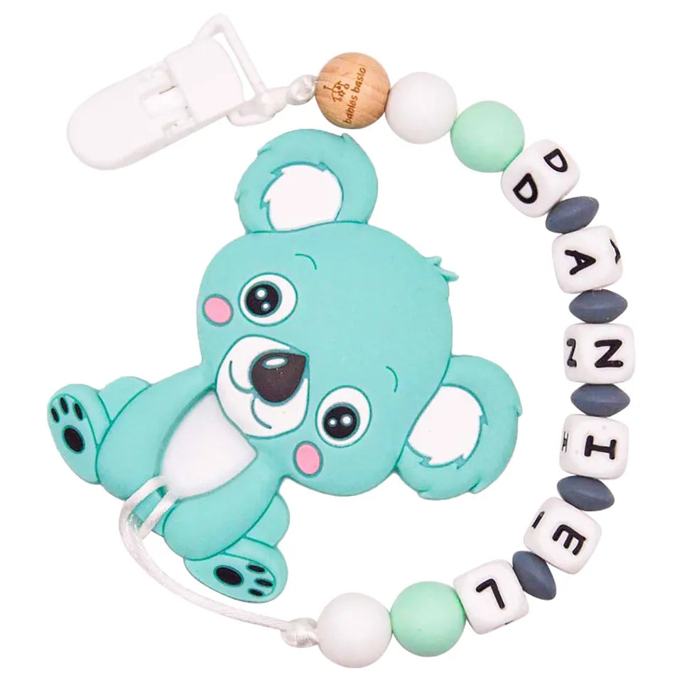 Babies Basic Customized Bear Pacifier Clip - Light Blue