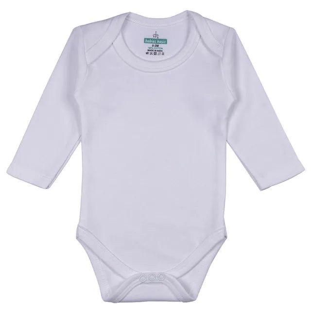 Babies Basic Long Sleeves Romper Bodysuit Pack of 3 - White