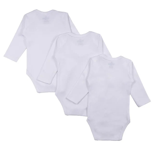 Babies Basic Long Sleeves Romper Bodysuit Pack of 3 - White