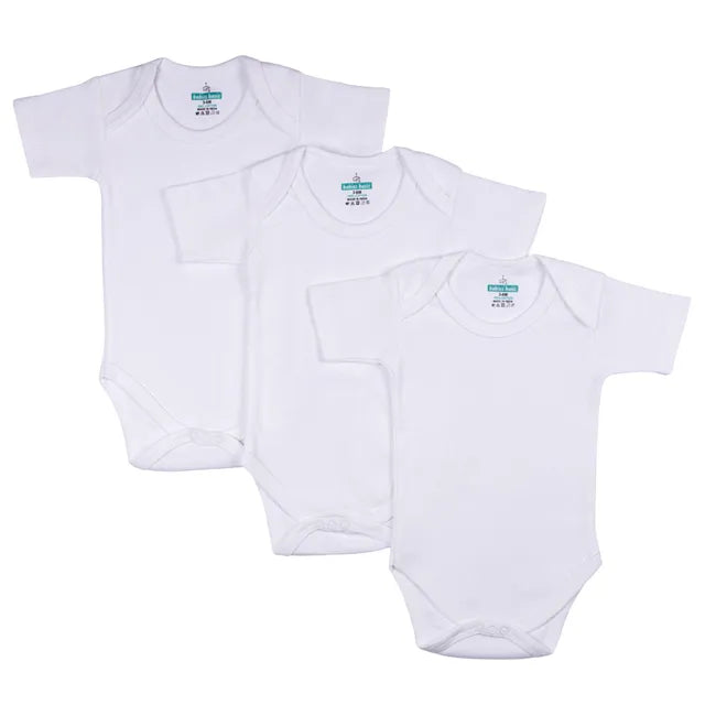 Babies Basic Short Sleeves Romper Bodysuit Pack of 3 - White