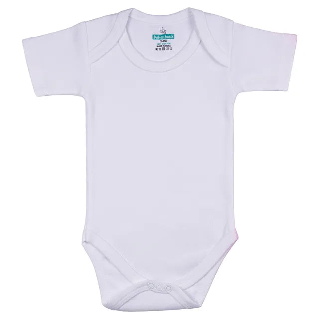 Babies Basic Short Sleeves Romper Bodysuit Pack of 3 - White