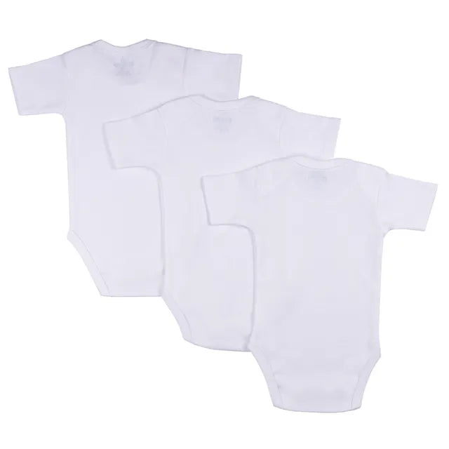 Babies Basic Short Sleeves Romper Bodysuit Pack of 3 - White