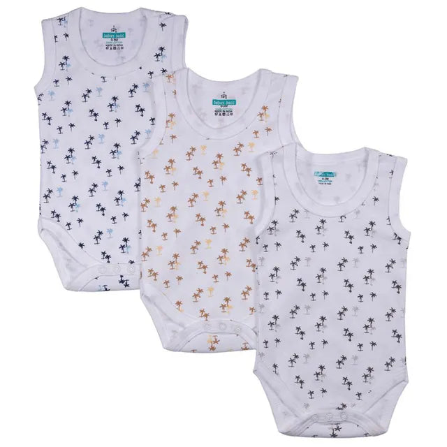 Babies Basic Sleeveless Romper/Bodysuit Pack of 3 - Printed