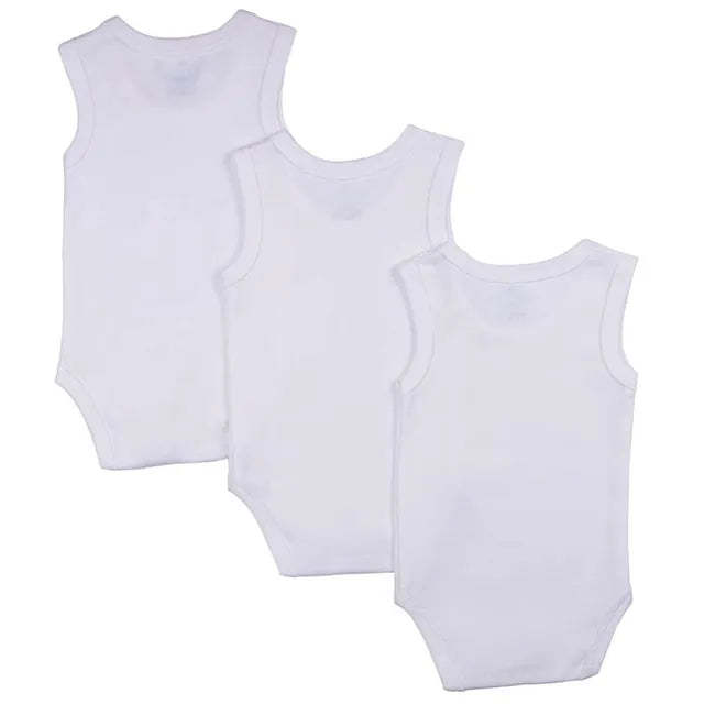 Babies Basic Sleeveless Romper Bodysuit Pack of 3 - White