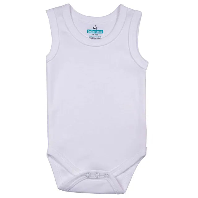 Babies Basic Sleeveless Romper Bodysuit Pack of 3 - White