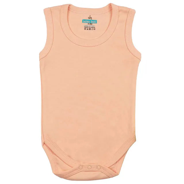 Babies Basic Sleeveless Romper Bodysuit Pack of 3 - Blue, Brown And Orange